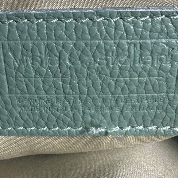 Viola Castellani Milano Green Leather Tote Bag Chain Shoulder Purse studded - Picture 9 of 12